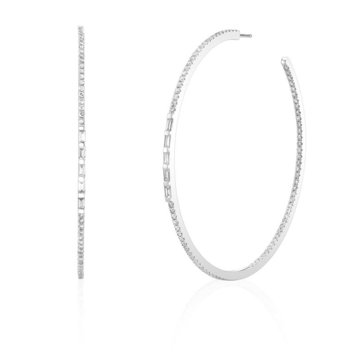 5 Baguette Diamond Pave Hoops - Millo Jewelry
