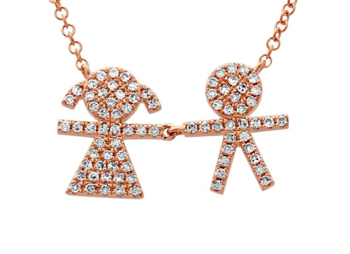 Girl Boy Pave Diamond  Necklace - Millo Jewelry