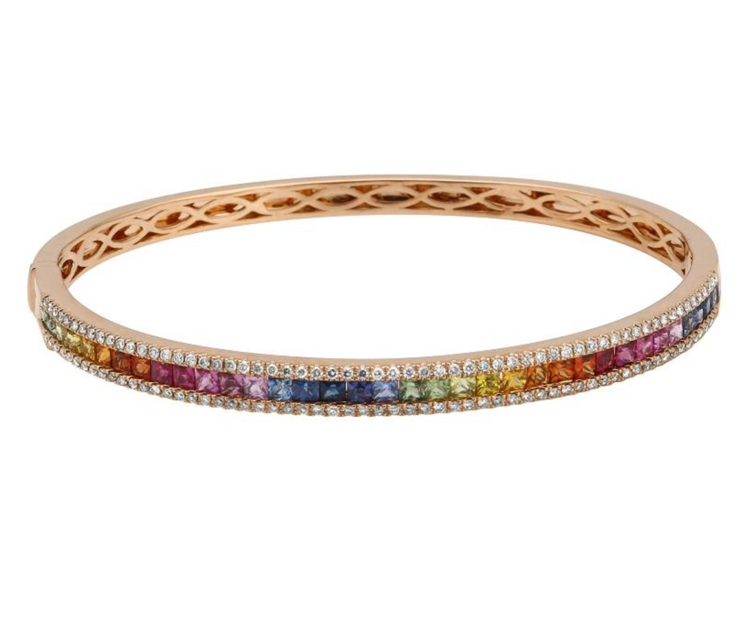 Rainbow Pave Bangle - Millo Jewelry