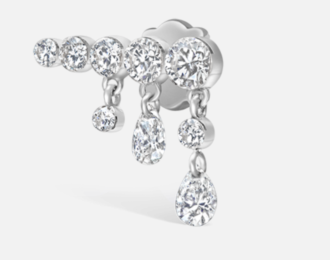 11mm Invisible Set Diamond Crescendo Bar Threaded Stud Earring - Millo Jewelry