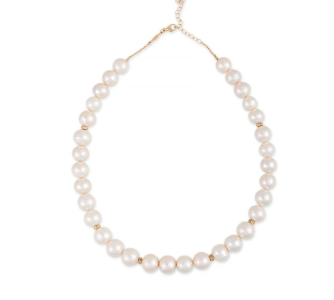 Pave Rondelle Freshwater Pearl Beaded Necklace - Millo Jewelry