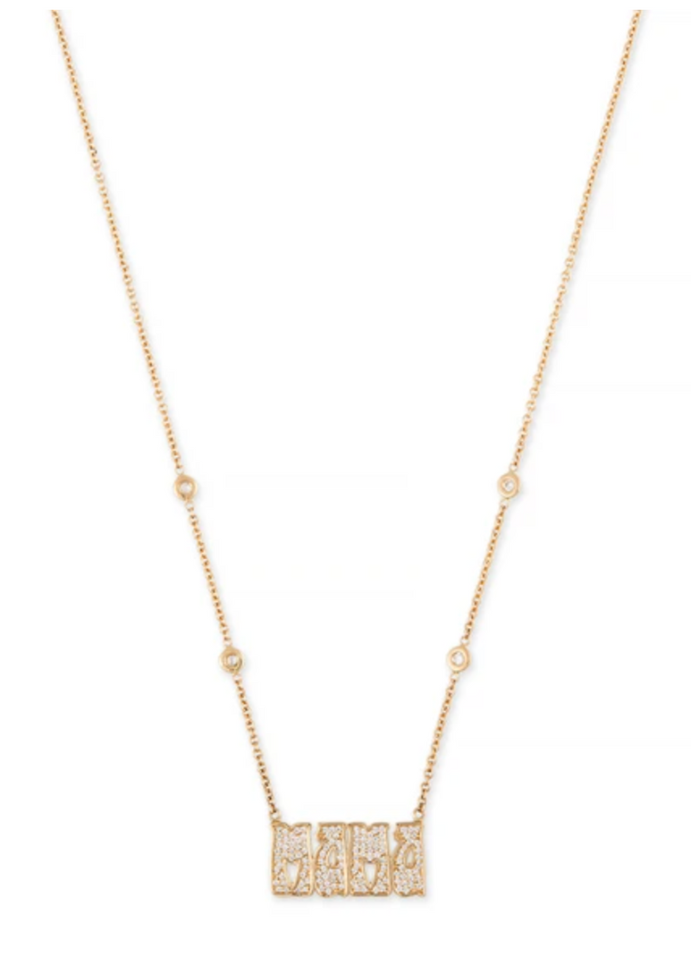PAVE DIAMOND SMALL "MAMA" NECKLACE - Millo Jewelry