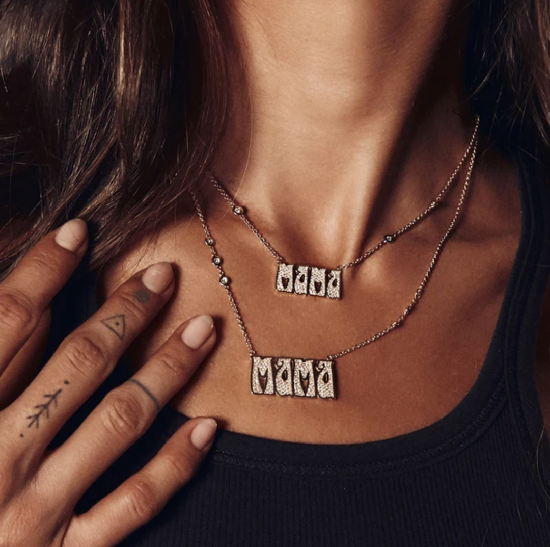 PAVE DIAMOND LARGE "MAMA" NECKLACE - Millo Jewelry