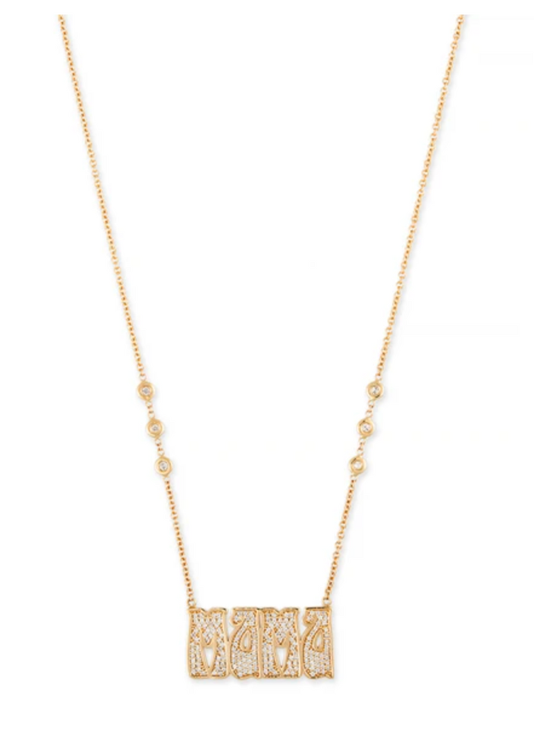 PAVE DIAMOND LARGE "MAMA" NECKLACE - Millo Jewelry