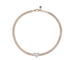Load image into Gallery viewer, Jumbo Diamond Heart Mini Pave Link Choker - Millo Jewelry