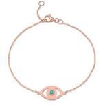 Load image into Gallery viewer, 14K Gold Turquoise Bezel Evil Eye Bracelet - Millo Jewelry