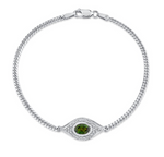 Load image into Gallery viewer, 14K Gold Diamond Oval Green Tourmaline Evil Eye Bracelet - Millo Jewelry
