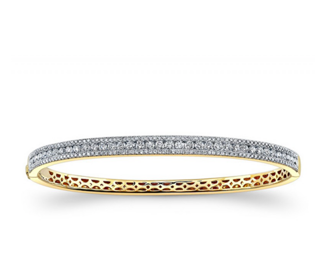 14K Gold Diamond Stackable Bangle - Millo Jewelry