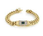 Load image into Gallery viewer, 14K Yellow Gold and Diamond Blue Topaz Miami Cuban Link Bracelet - Millo Jewelry
