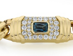 Load image into Gallery viewer, 14K Yellow Gold and Diamond Blue Topaz Miami Cuban Link Bracelet - Millo Jewelry
