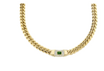 Load image into Gallery viewer, 14K Gold Diamond Green Tourmaline Miami Cuban Link Necklace - Millo Jewelry