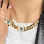 Load image into Gallery viewer, 14K Gold Diamond Green Tourmaline Miami Cuban Link Necklace - Millo Jewelry