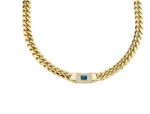 Load image into Gallery viewer, 14K Gold Diamond Blue Topaz Miami Cuban Link Necklace - Millo Jewelry
