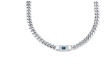 Load image into Gallery viewer, 14K Gold Diamond Blue Topaz Miami Cuban Link Necklace - Millo Jewelry
