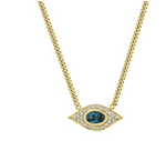Load image into Gallery viewer, 14K Gold Diamond Oval Blue Topaz Evil Eye Necklace - Millo Jewelry
