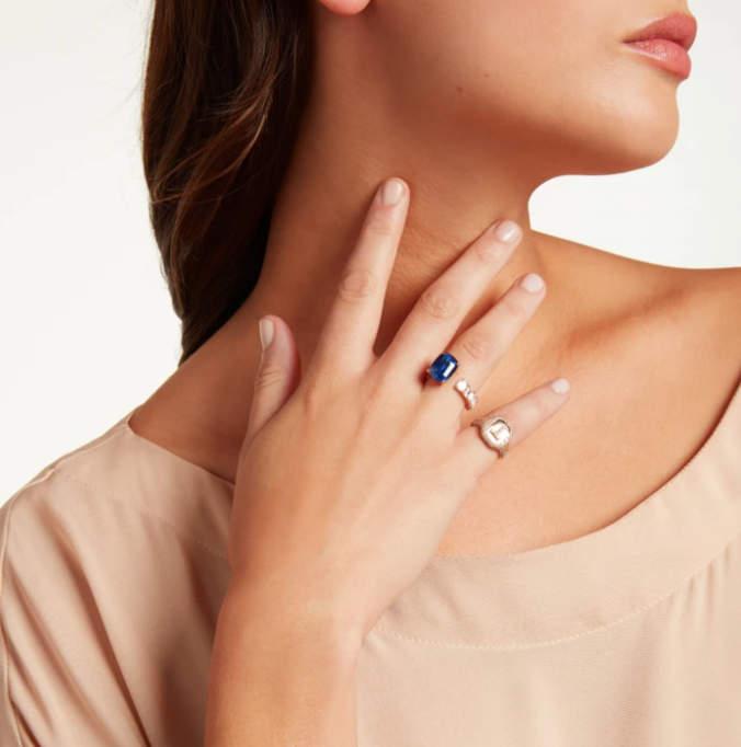 PARTIAL PAVE INITIAL PINKY RING - Millo Jewelry