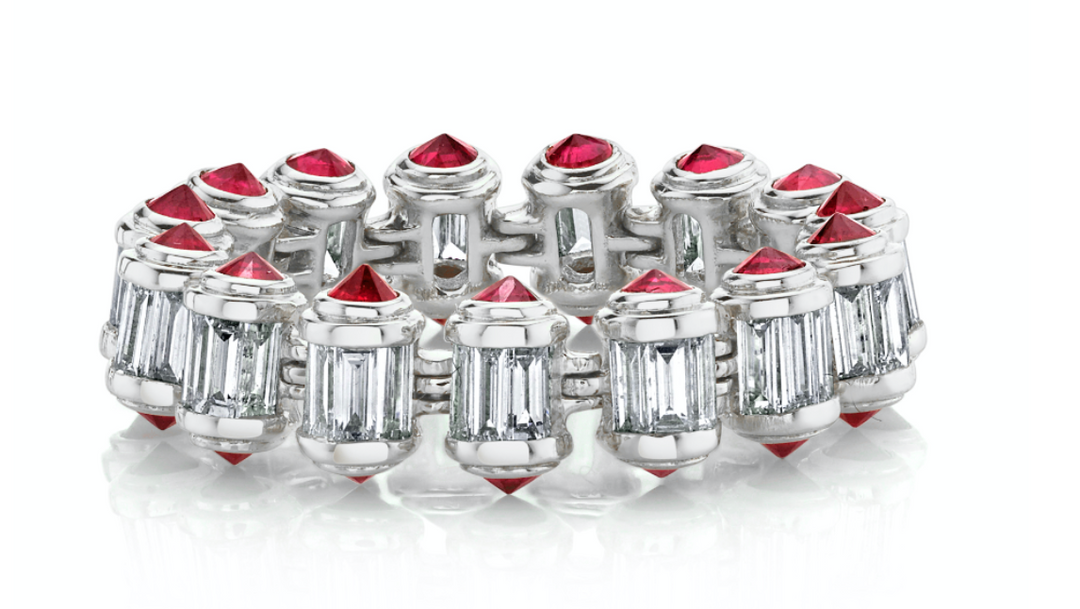 Diamond & Ruby Ripple Ring - Millo Jewelry