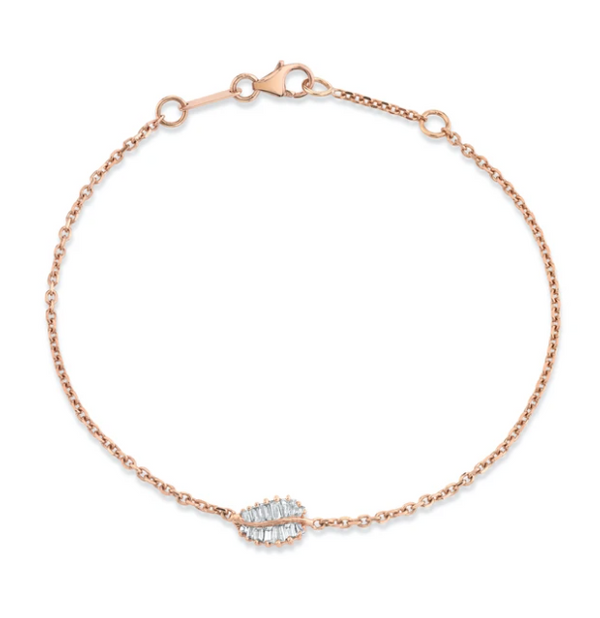 SMALL PALM LEAF DIAMOND CHAIN BRACELET - Millo Jewelry