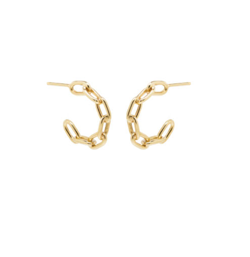 14K MEDIUM SQUARE OVAL LINK HUGGIE HOOPS - Millo Jewelry