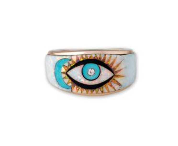 Opal Inlay Blue Moon - Eye Ring - Millo Jewelry