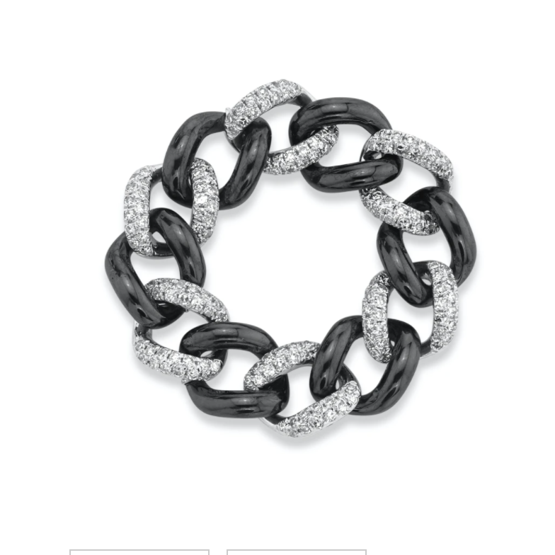 PAVE & CERAMIC MEDIUM LINK RING - Millo Jewelry