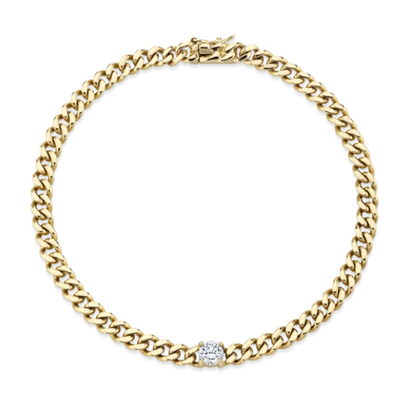CUBAN LINK BRACELET WITH ROUND DIAMOND CENTER - Millo Jewelry