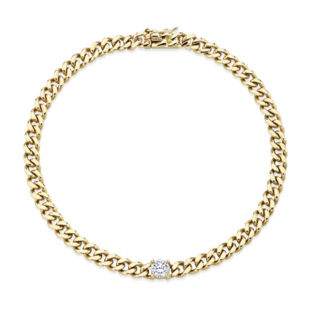 CUBAN LINK BRACELET WITH ROUND DIAMOND CENTER - Millo Jewelry