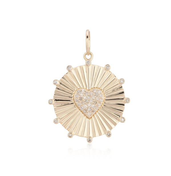 Pave Heart and Gold Charm - Millo Jewelry