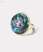 Load image into Gallery viewer, ONE OF A KIND LOLLIPOP RING - MARQUISE PURPLE SAPPHIRE IN TURQUOISE - Millo Jewelry