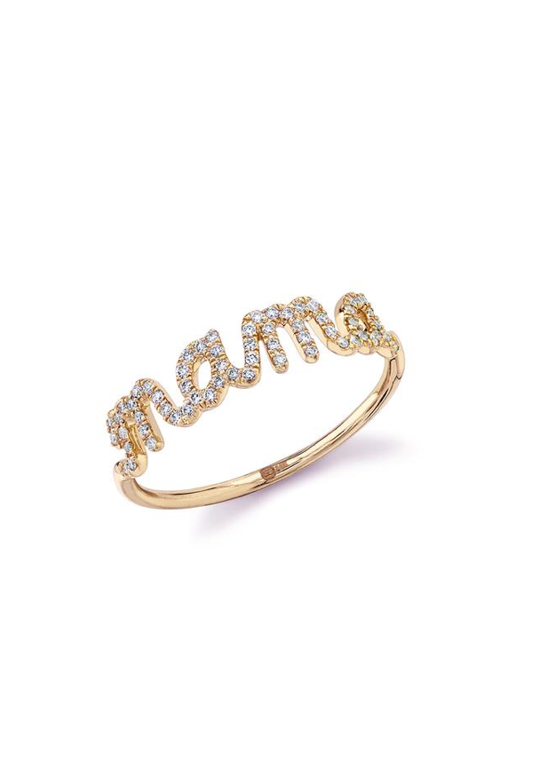 Gold & Diamond Mama Script Ring - Millo Jewelry