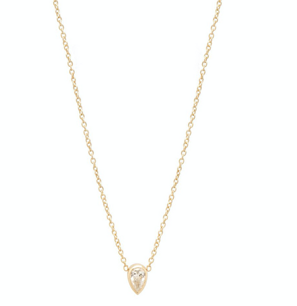 14K PEAR SHAPED DIAMOND NECKLACE - Millo Jewelry