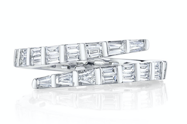 TWO ROW BAGUETTE DIAMOND PINKY COIL RING - Millo Jewelry