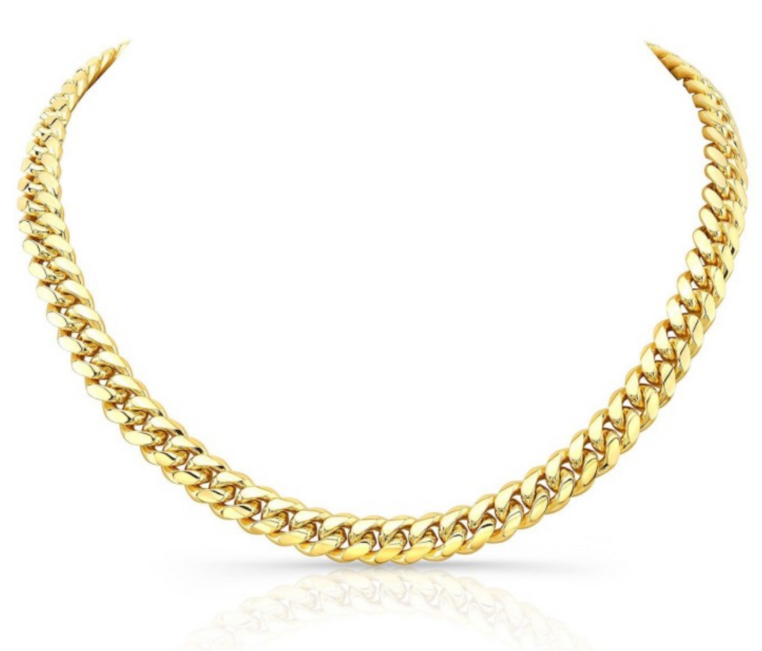 14K YELLOW GOLD SOLID MIAMI CUBAN LINK NECKLACE - Millo Jewelry