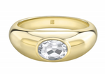 Load image into Gallery viewer, 14K YELLOW GOLD BEZEL SET GOLD WHITE TOPAZ DOME RING - Millo Jewelry
