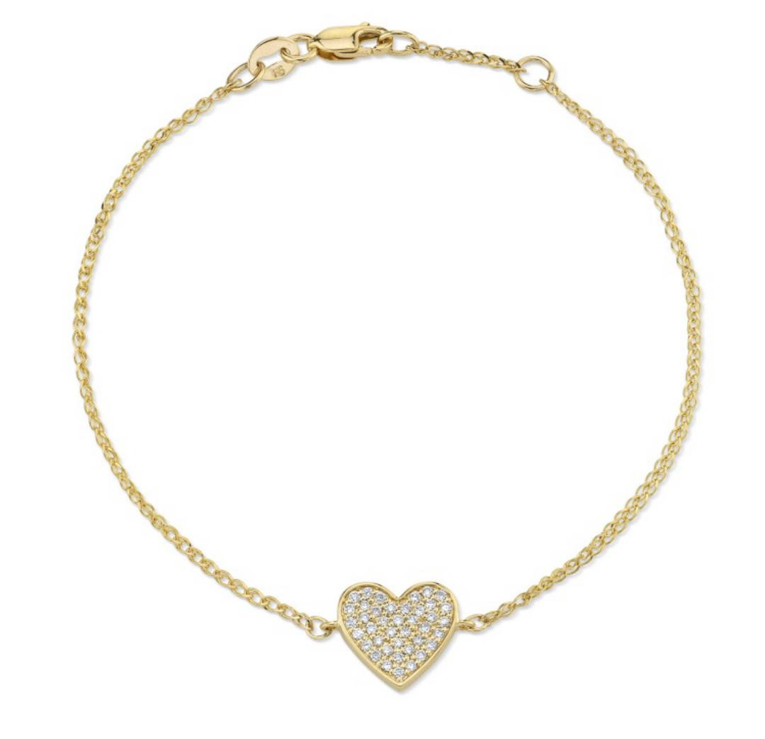14K GOLD DIAMOND FLOATING HEART BRACELET - Millo Jewelry