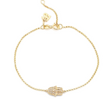 Load image into Gallery viewer, 14K YELLOW GOLD DIAMOND HAMSA HAND BRACELET - Millo Jewelry
