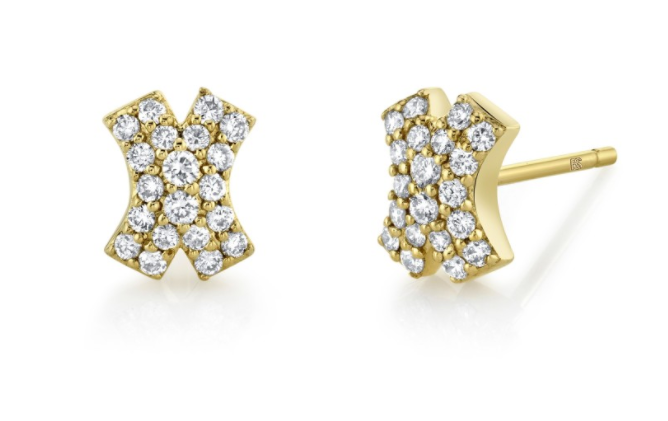 14K YELLOW GOLD DIAMOND PAVE X EARRING Single - Millo Jewelry
