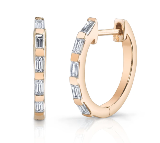 DIAMOND BAGUETTE MINI HUGGIES - Millo Jewelry