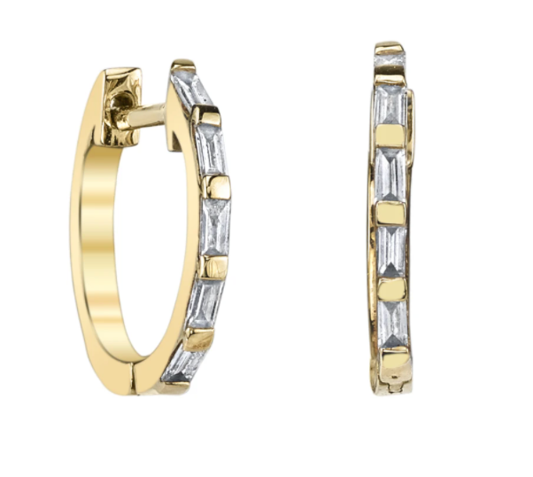 DIAMOND BAGUETTE MINI HUGGIES - Millo Jewelry