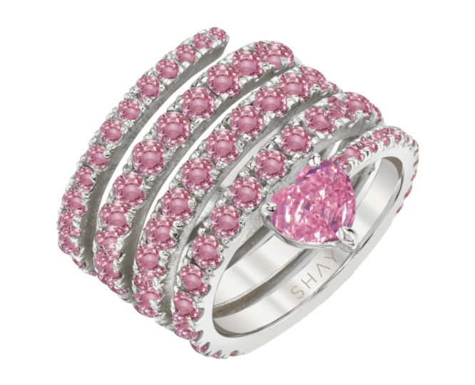 PINK SAPPHIRE SPIRAL HEART PINKY RING - Millo Jewelry