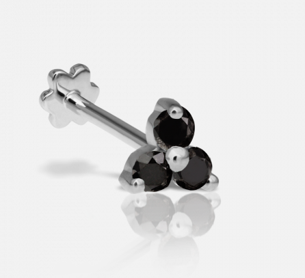 Black Diamond Trinity Threaded Stud - Millo Jewelry