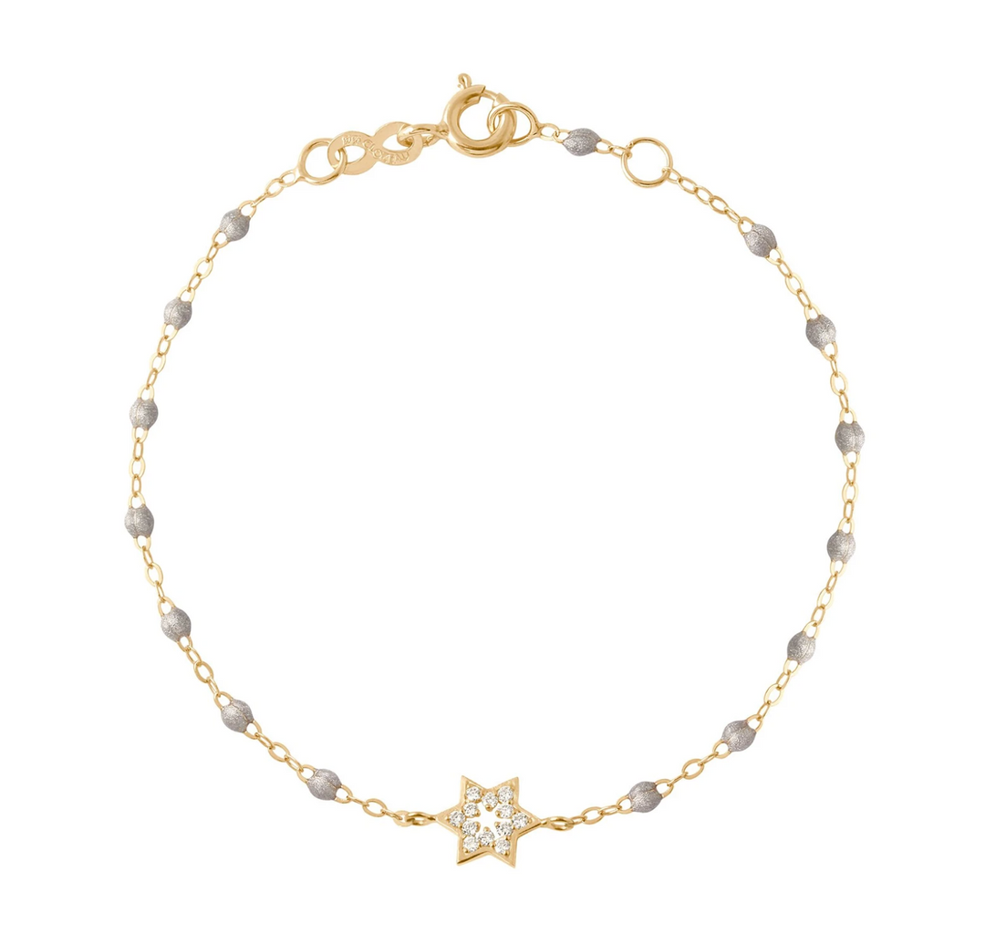 Star of David Classic Gigi Silver Diamond Bracelet - Yellow Gold 6.7" - Millo Jewelry