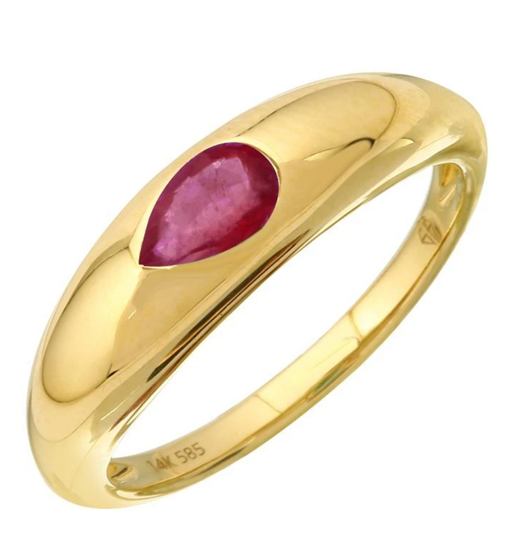 Pear Stone Dome Ring Ruby - Millo Jewelry