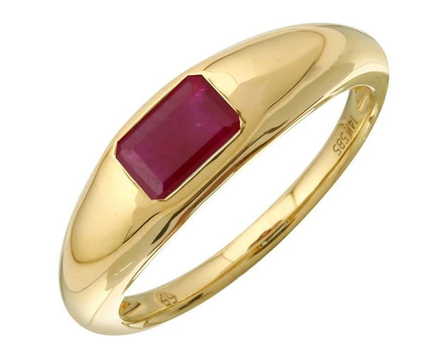 Emerald Cut Stone Dome Ring Ruby - Millo Jewelry