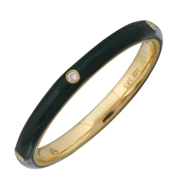 Enamel Five Diamond Ring - Millo Jewelry