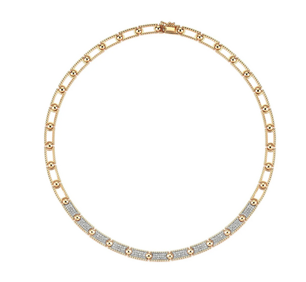 BEADS PAVE OPEN BOX CLASP NECKLACE - Millo Jewelry