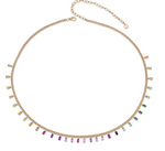 Load image into Gallery viewer, RAINBOW BAGUETTE DROP BELLY CHAIN - Millo Jewelry