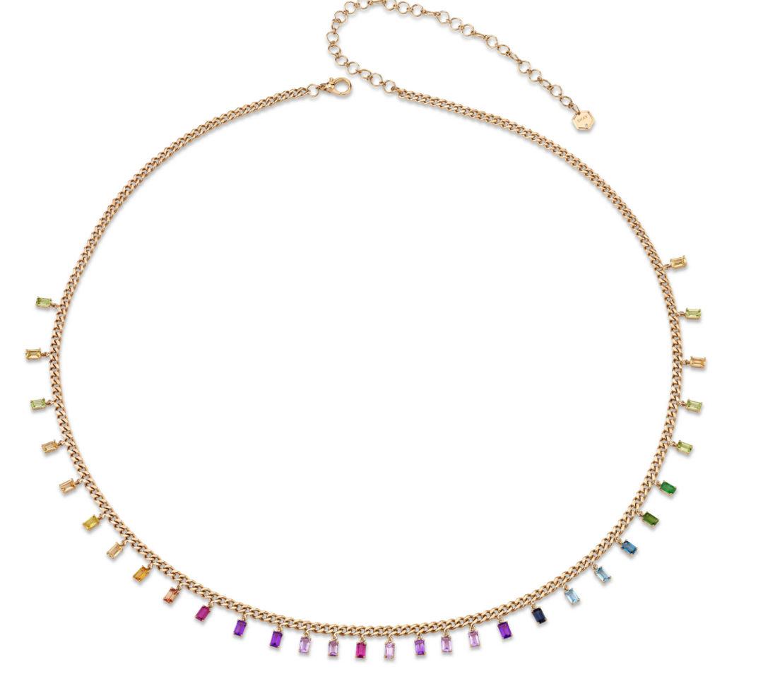 RAINBOW BAGUETTE DROP BELLY CHAIN - Millo Jewelry