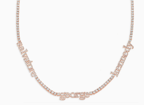 14K Gold Custom Nameplate Tennis Necklace - Millo Jewelry