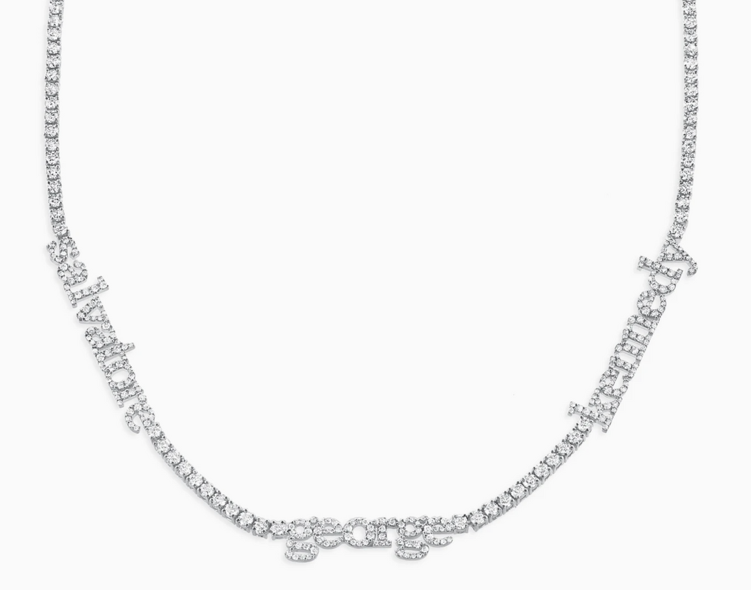 14K Gold Custom Nameplate Tennis Necklace - Millo Jewelry